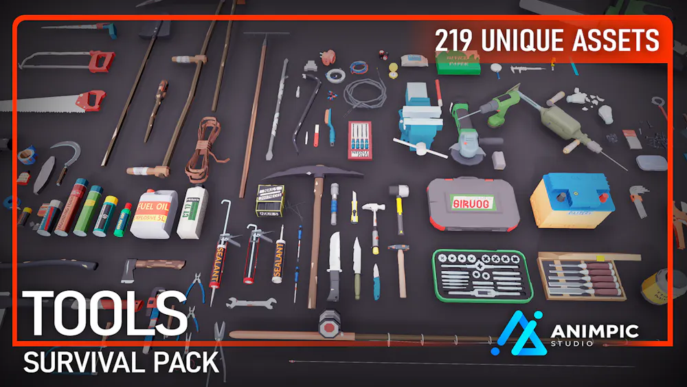 [Unreal Engine/Unity] (Game Dev Asset) POLY - Mega Survival Tools [Free]
