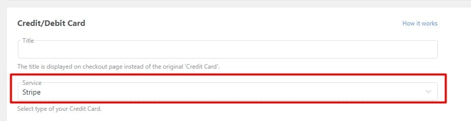 Selecting the Stripe integration in the store's backend
