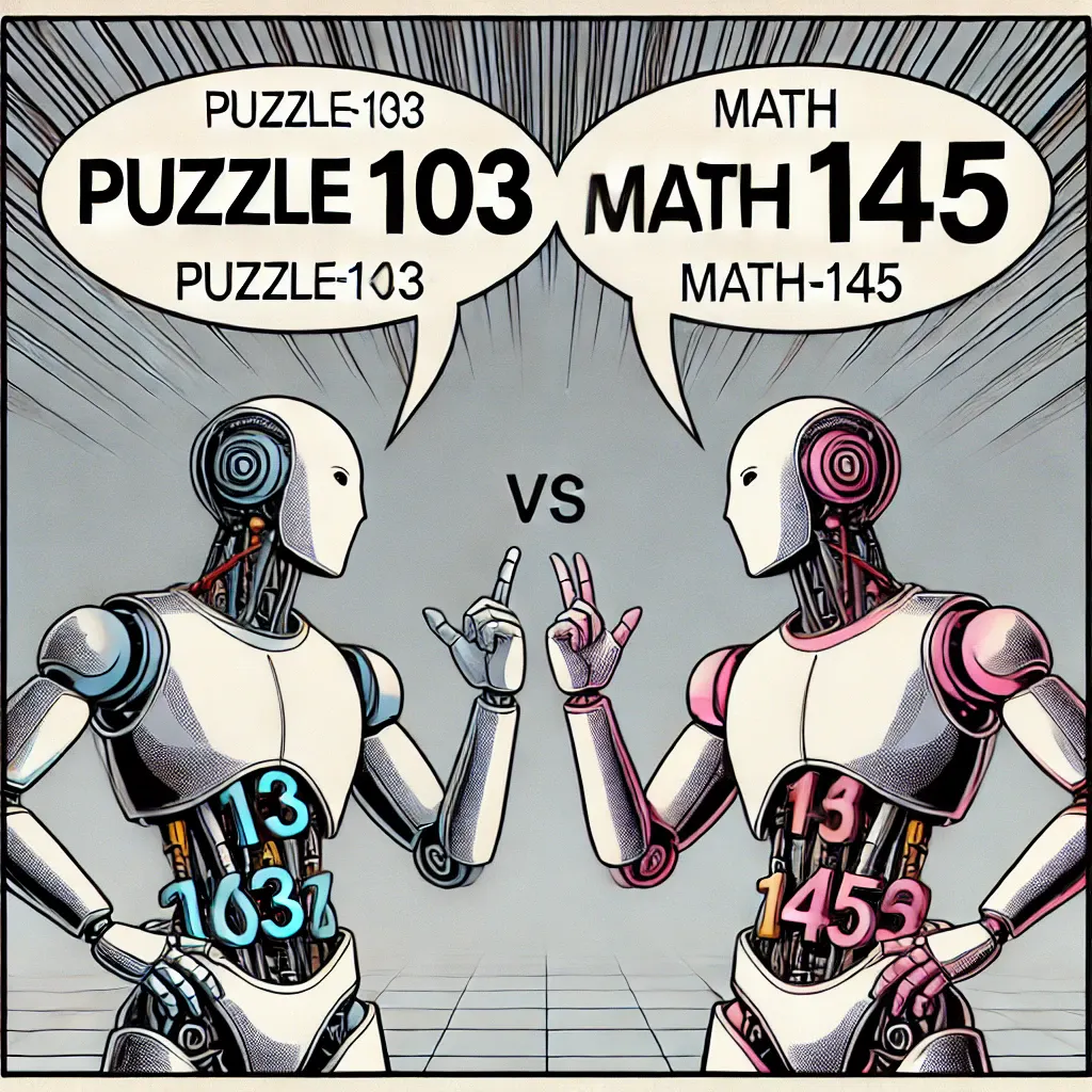 Puzzle이라는 단어가있는 두 개의 로봇 103 vs Math 145