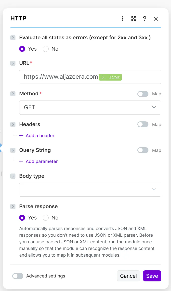 웹사이트의 http 설정 스크린샷