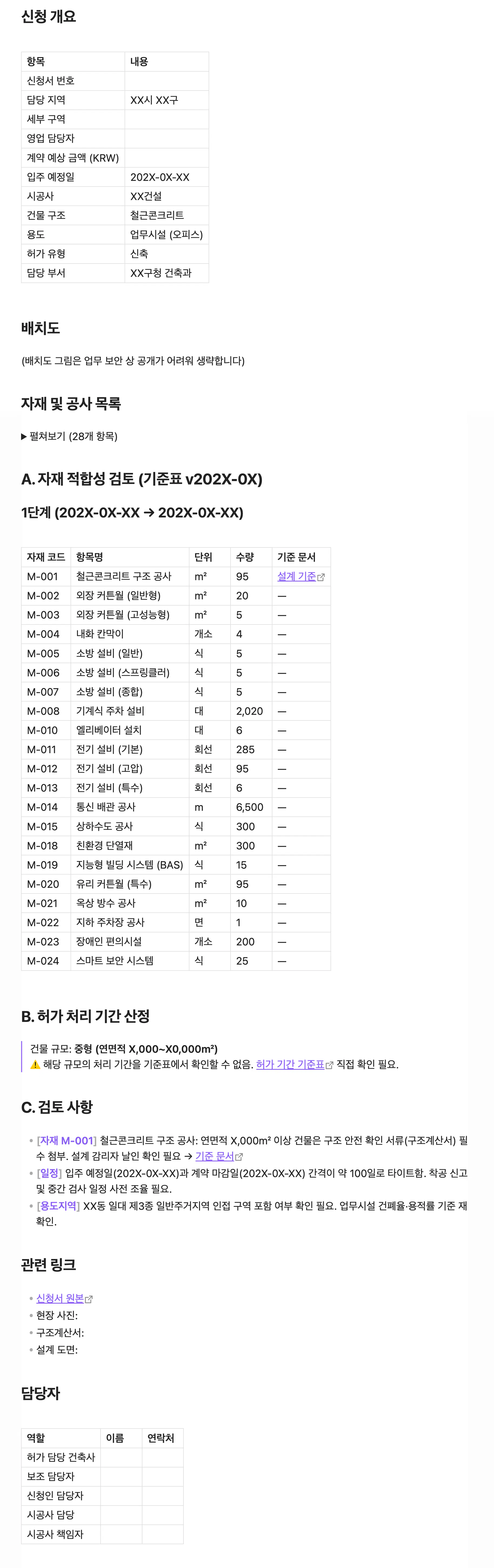 항목 목록을 보여주는 웹페이지의 스크린샷