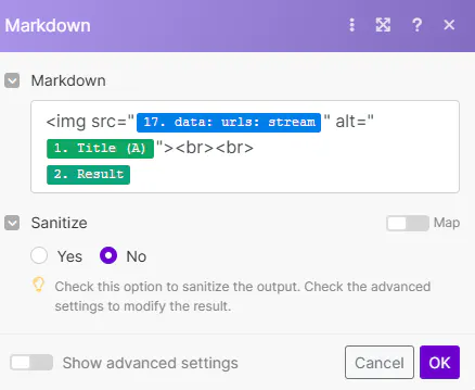 CSS 파일의 마크다운 옵션 스크린샷