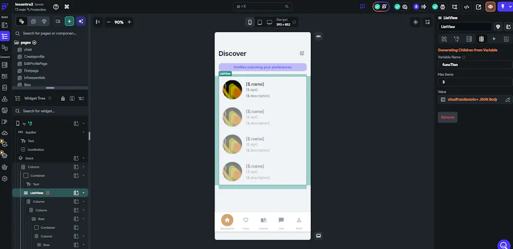 Display the profiles from my Cloud Function in a ListView.