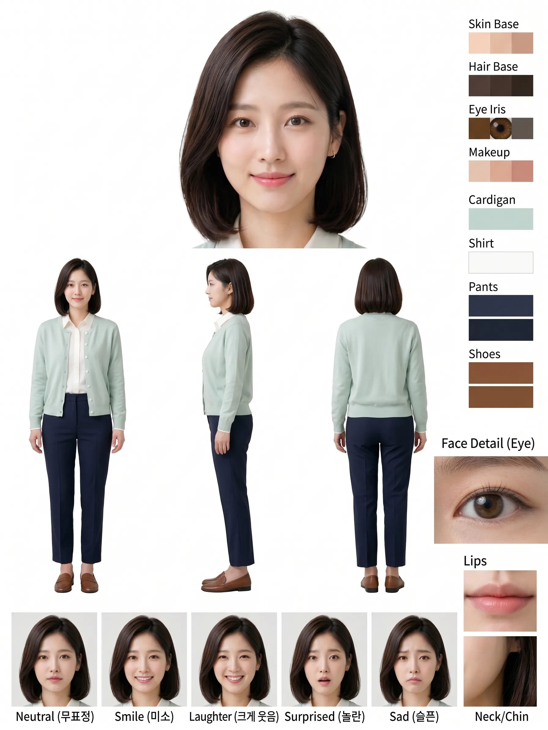 여자의 얼굴이 다른 색상으로 표시됩니다.
