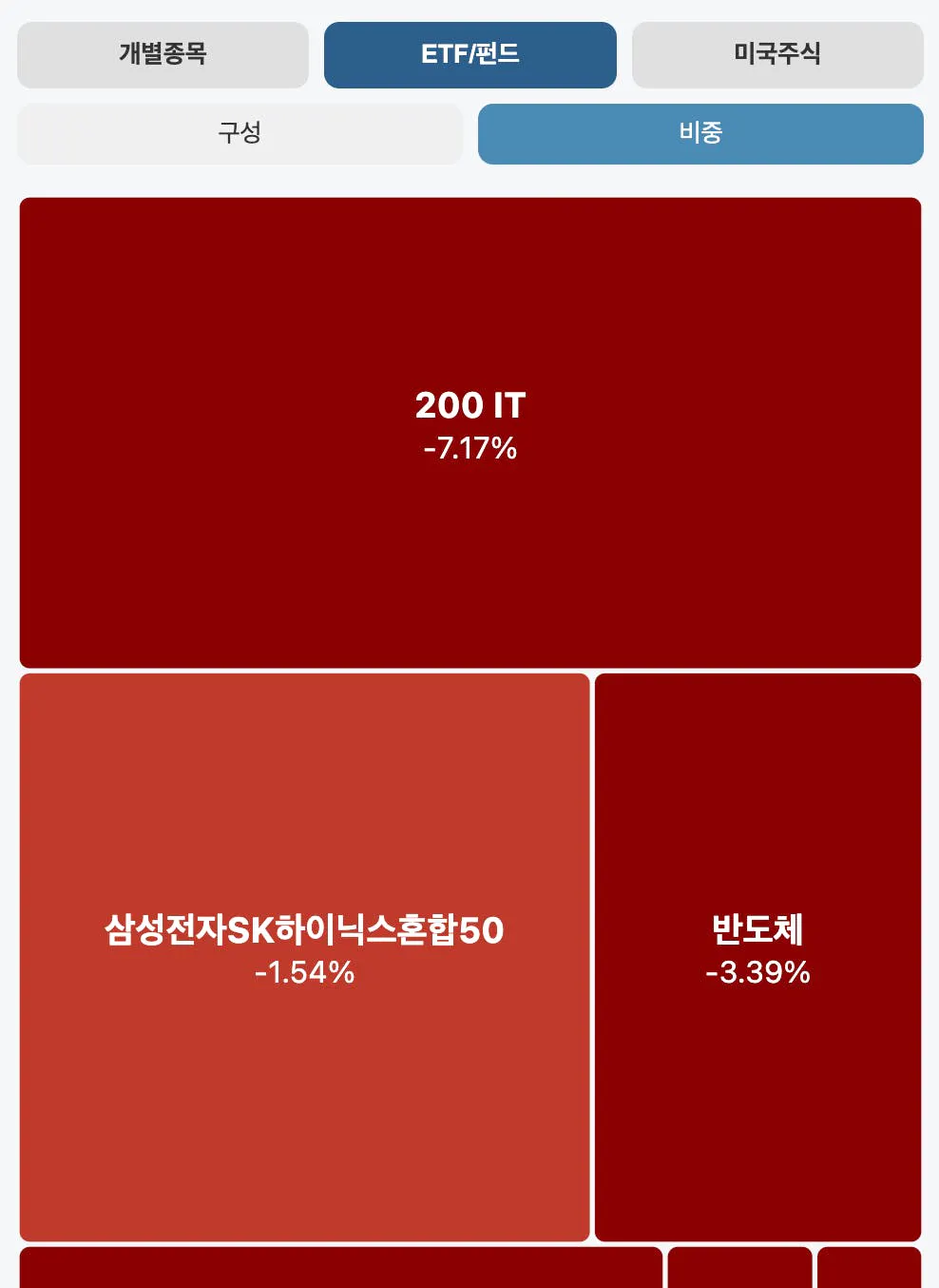 빨간색 배경의 한국 앱 스크린샷