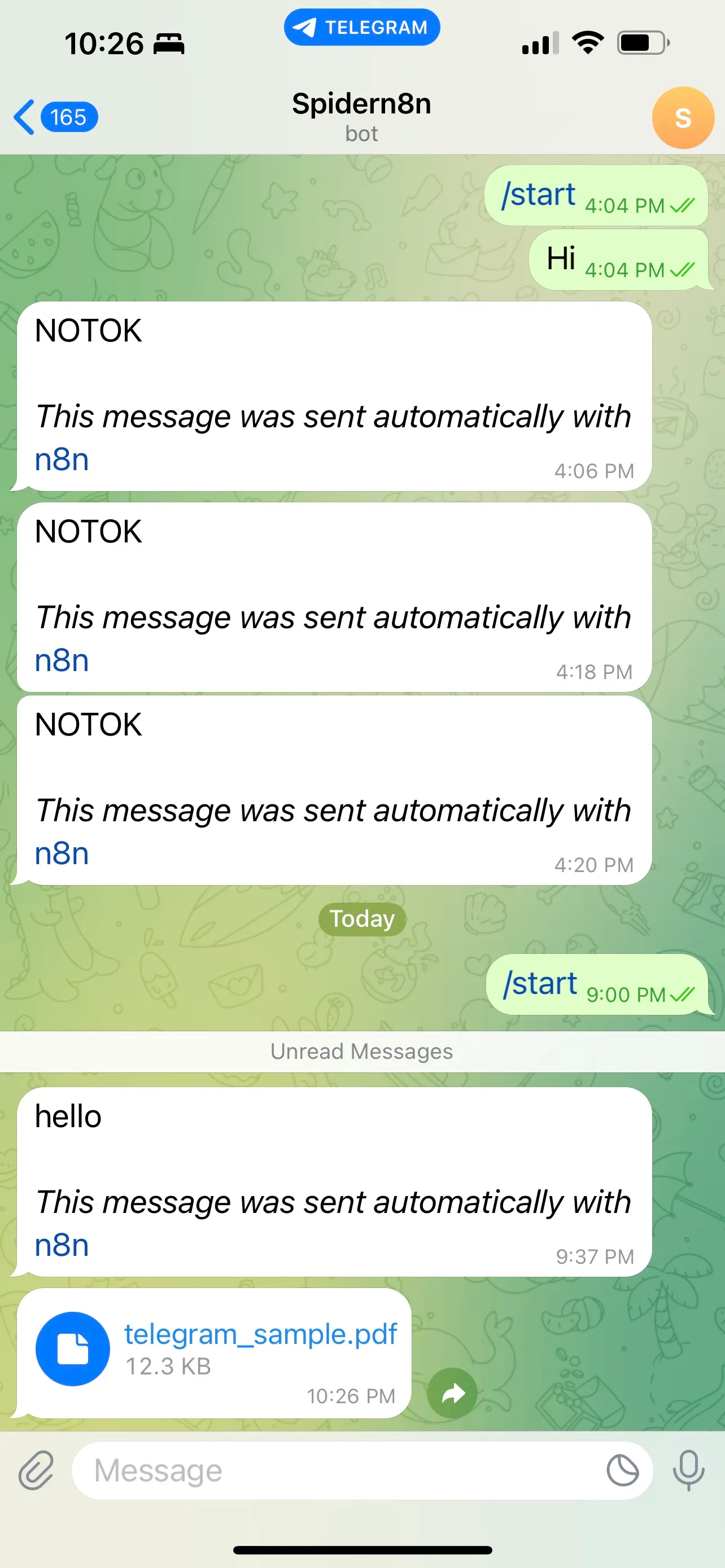 iPhone의 WhatsApp 메시지 스크린 샷