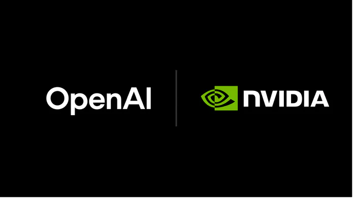 검정색 배경에 openai 및 nvidia 로고