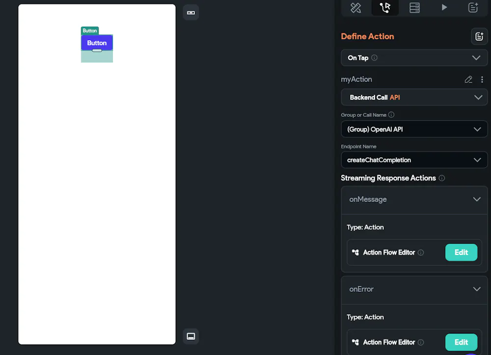 Action Api Call / Backend Call stream ( openai)