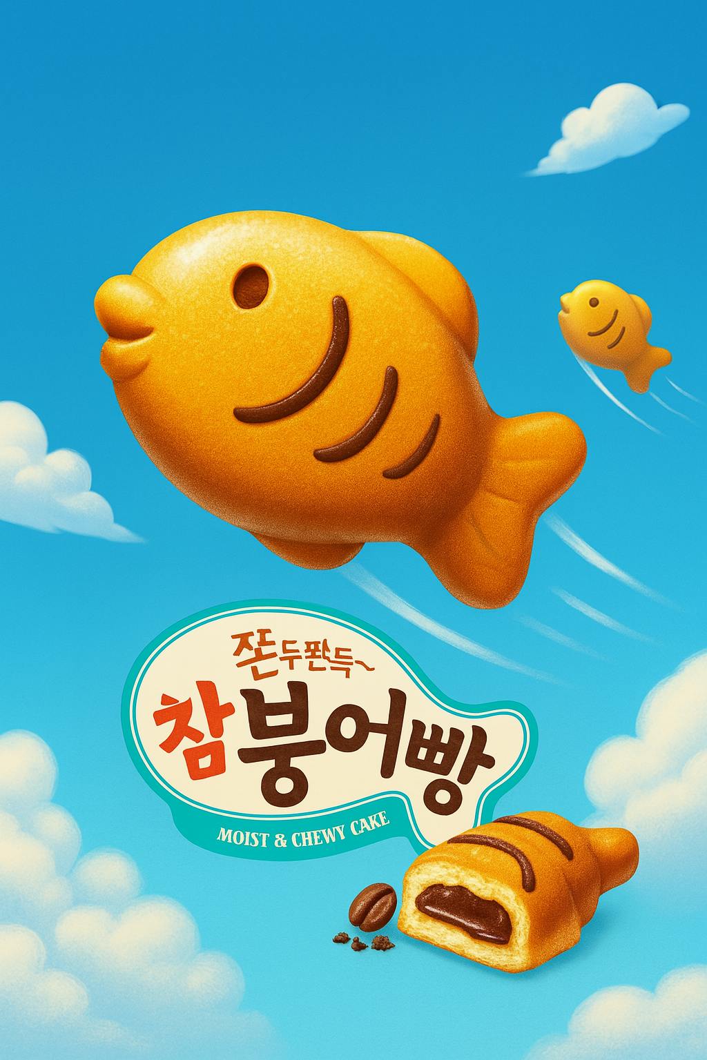 하늘에서 날아가는 물고기가있는 한국 광고