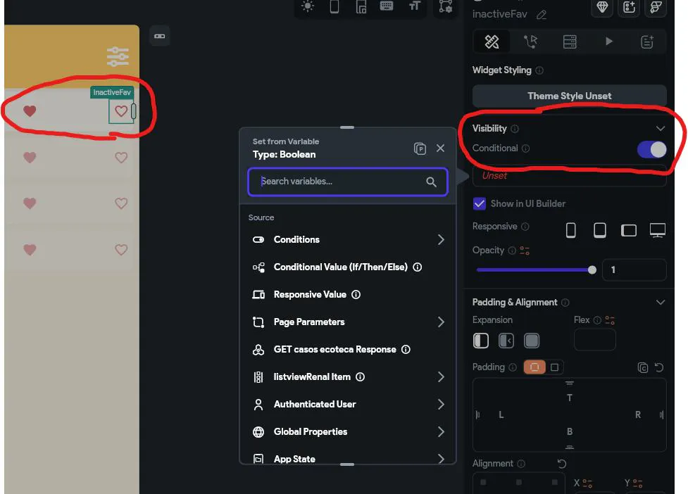 How can I manage IconButton visibility using JSON data retrieved from ...