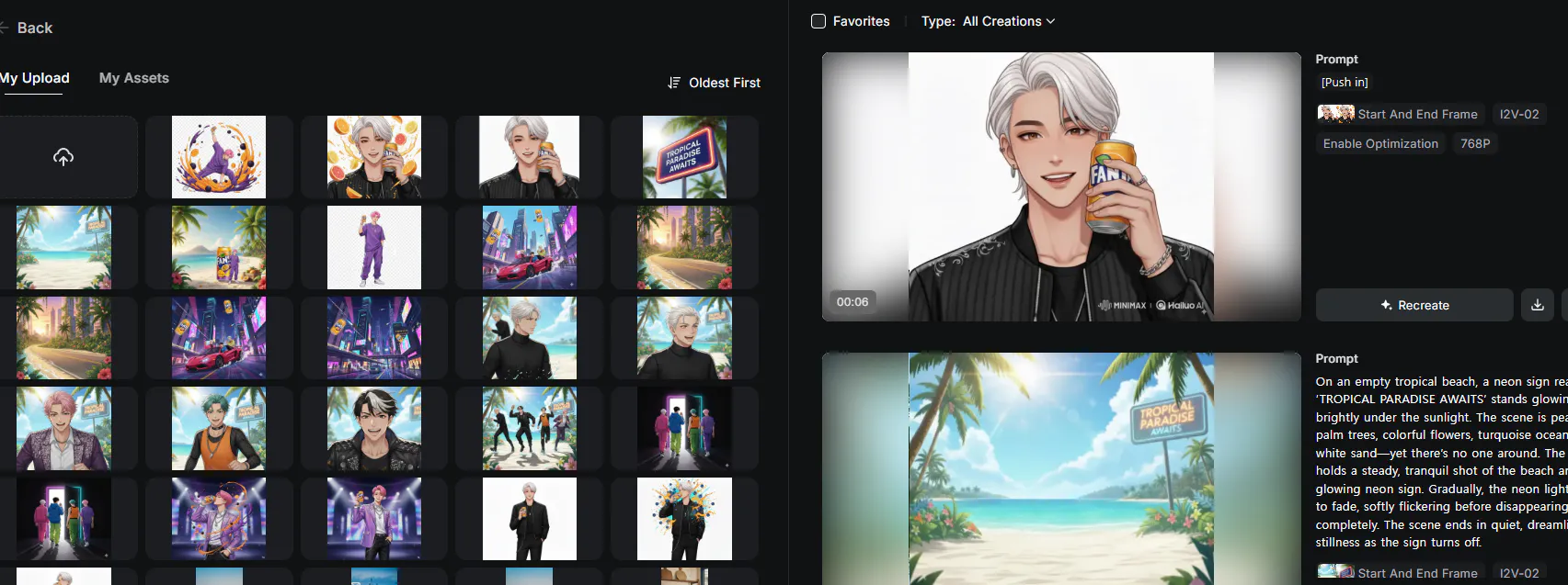 사진이 많은 Tumblr 계정의 스크린 샷