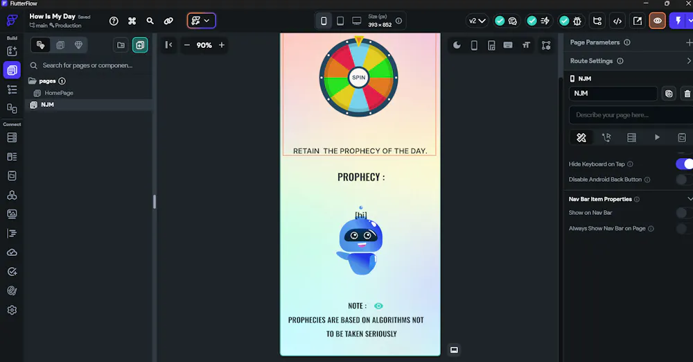 flutterflow widget placement