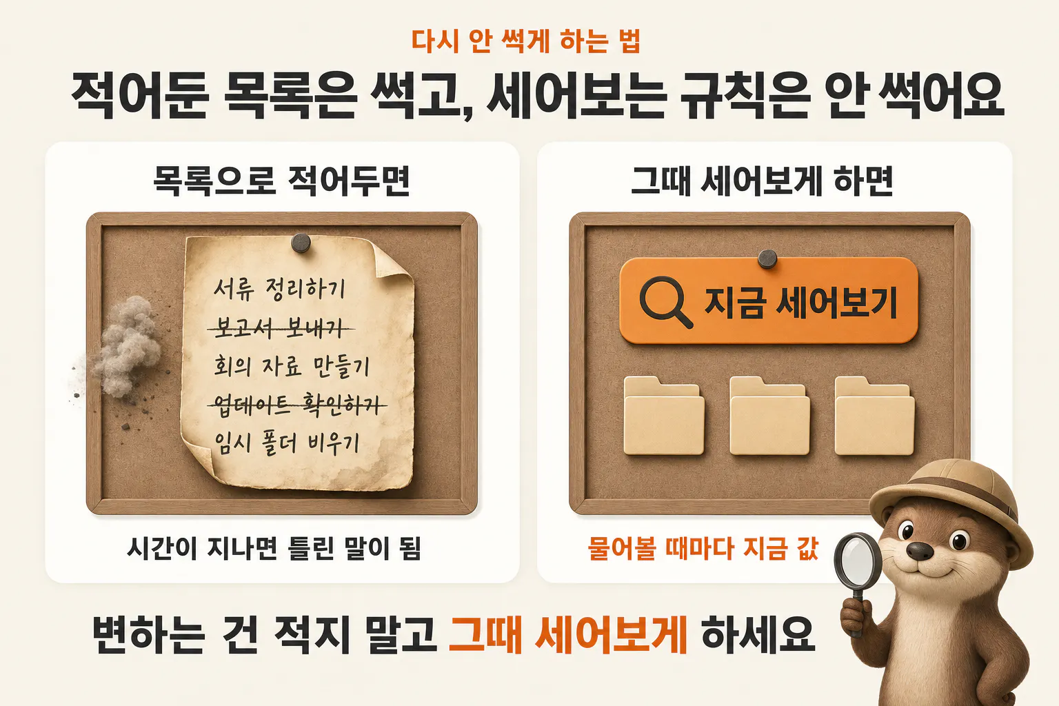 한국 테디베어가 종이 한 장을 들고 있다