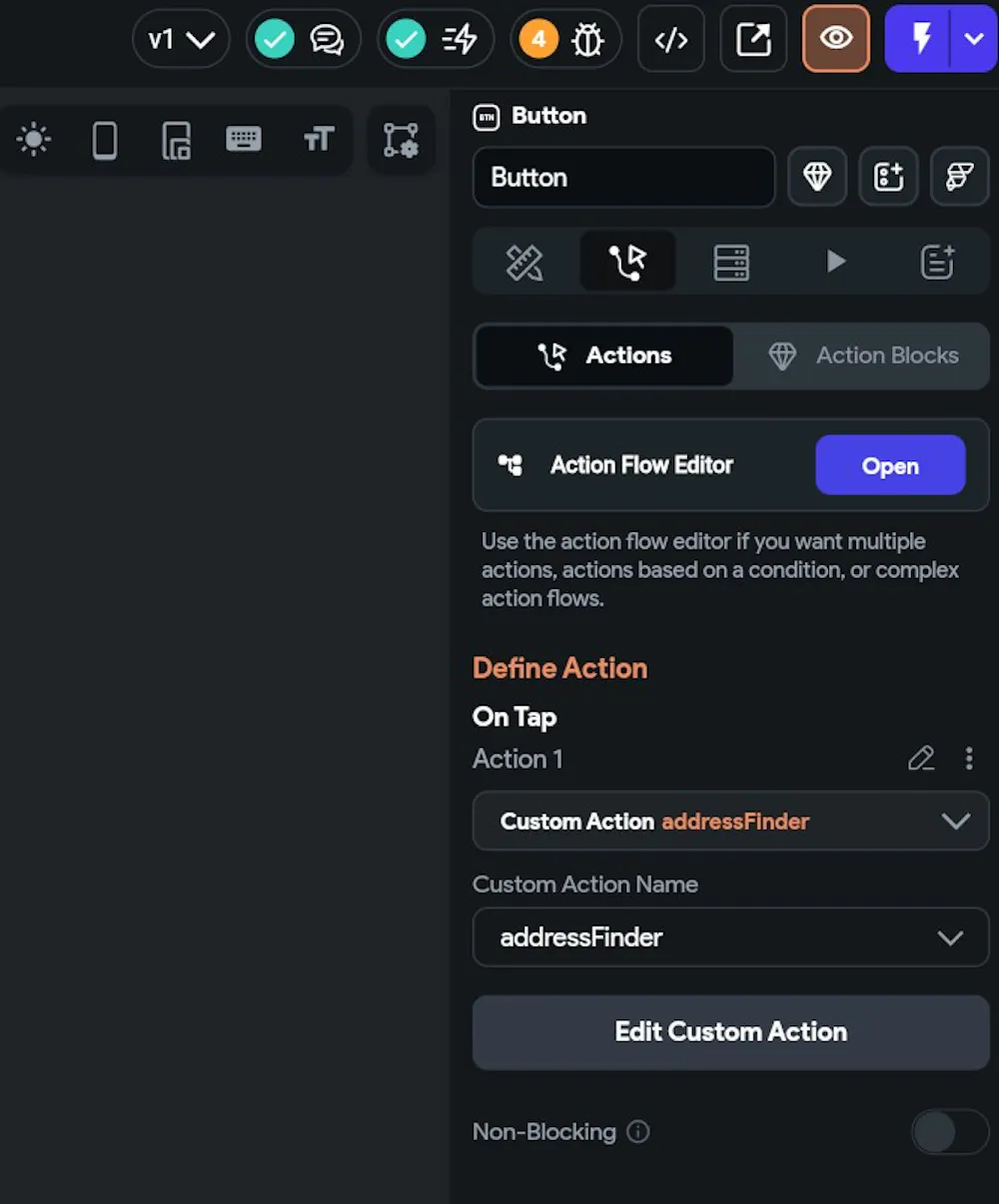 Action refers to custom action that does not exist