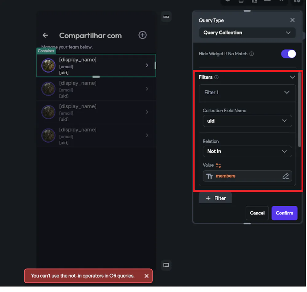 NOT IN filter is not working on single query