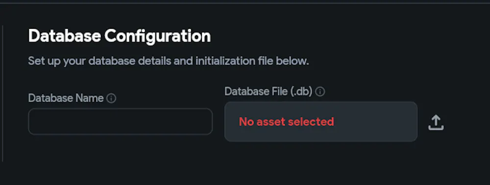 Database File - Upload SQLite Database file button is not working