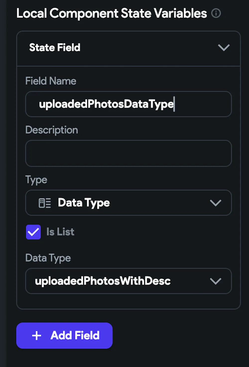 Error on getting updated custom data type (as component state list)