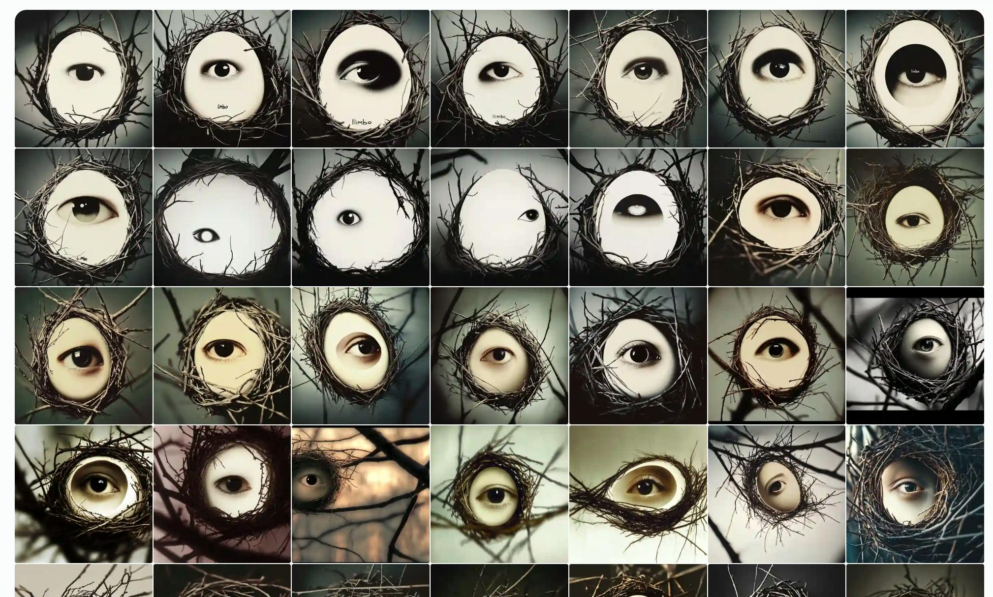 여러 종류의 눈의 콜라주