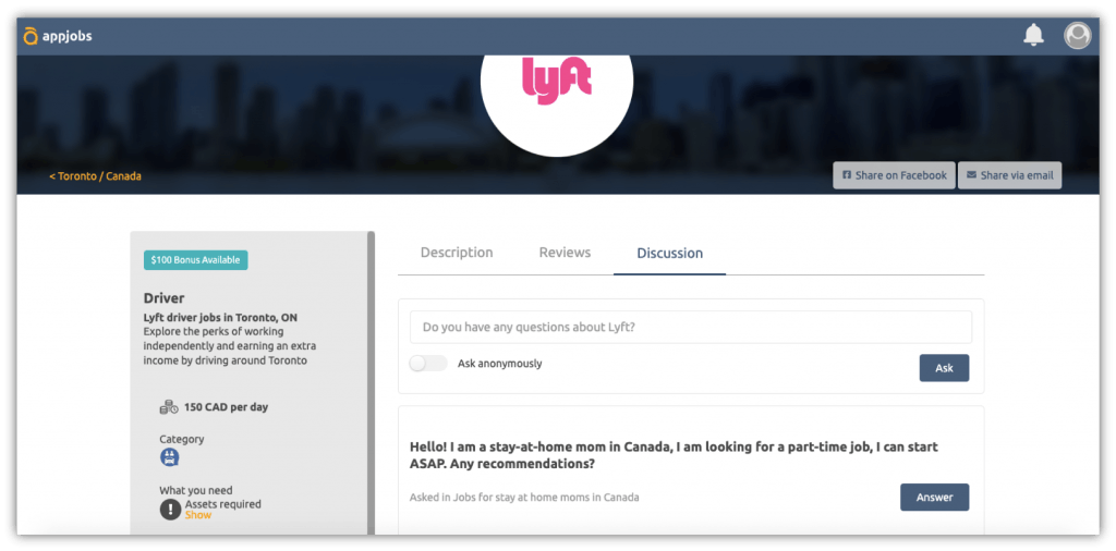 Appjobs community integration example
