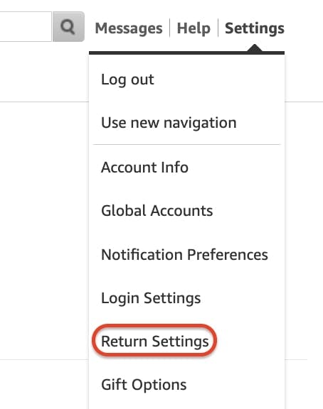 picture showing the section in the Amazon seller account where the return address can be configured