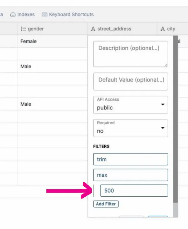 Table Column - Settings - Filter length not working correctly