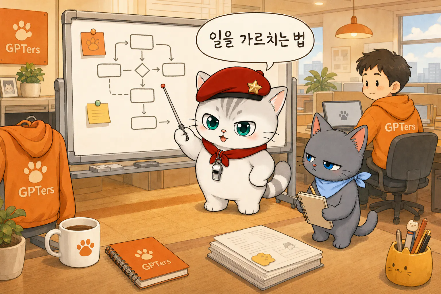 뽀야가 신입 뽀식이에게 일을 가르치는 온보딩