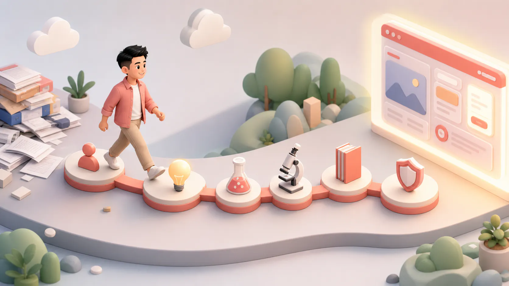 길을 걷는 남자의 3D 그림