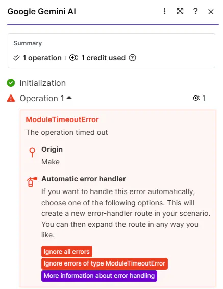 Google Gemini AI 오류 메시지