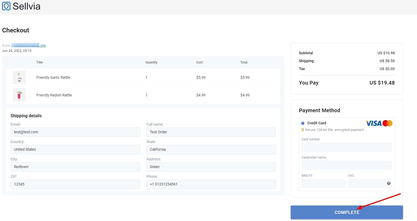picture showing the steps on how to place an Amazon order with Sellvia