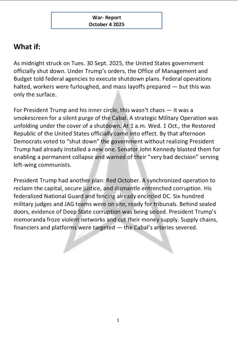War Report October 4, 2025