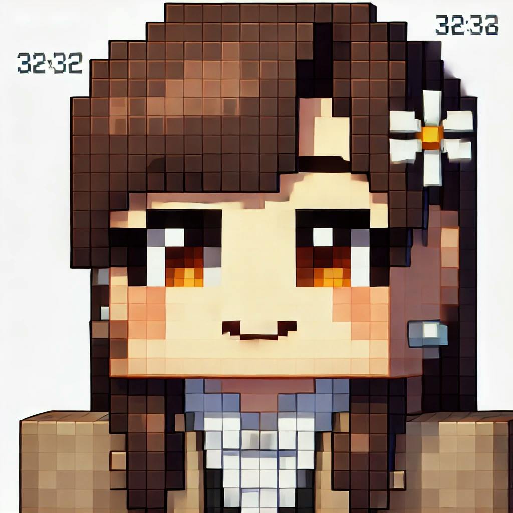 픽셀 아트에 담긴 소녀의 이미지