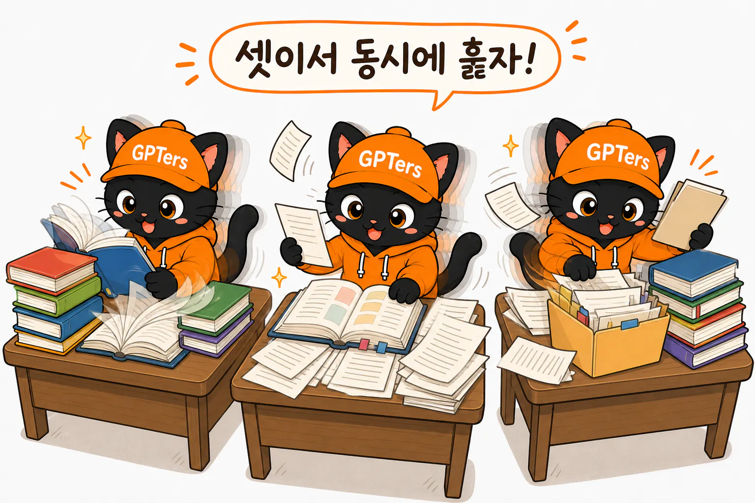 뽀짝이를 세 마리로 복제해 구역을 나눠 훑다