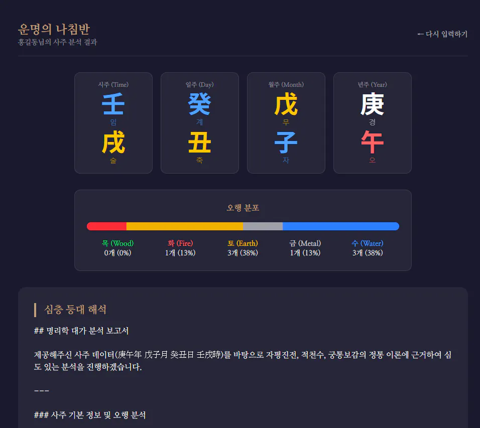 한국어 웹사이트의 홈페이지