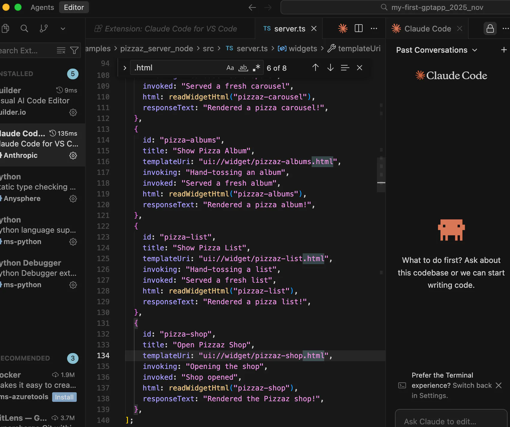 컴퓨터의 코드 편집기 스크린샷