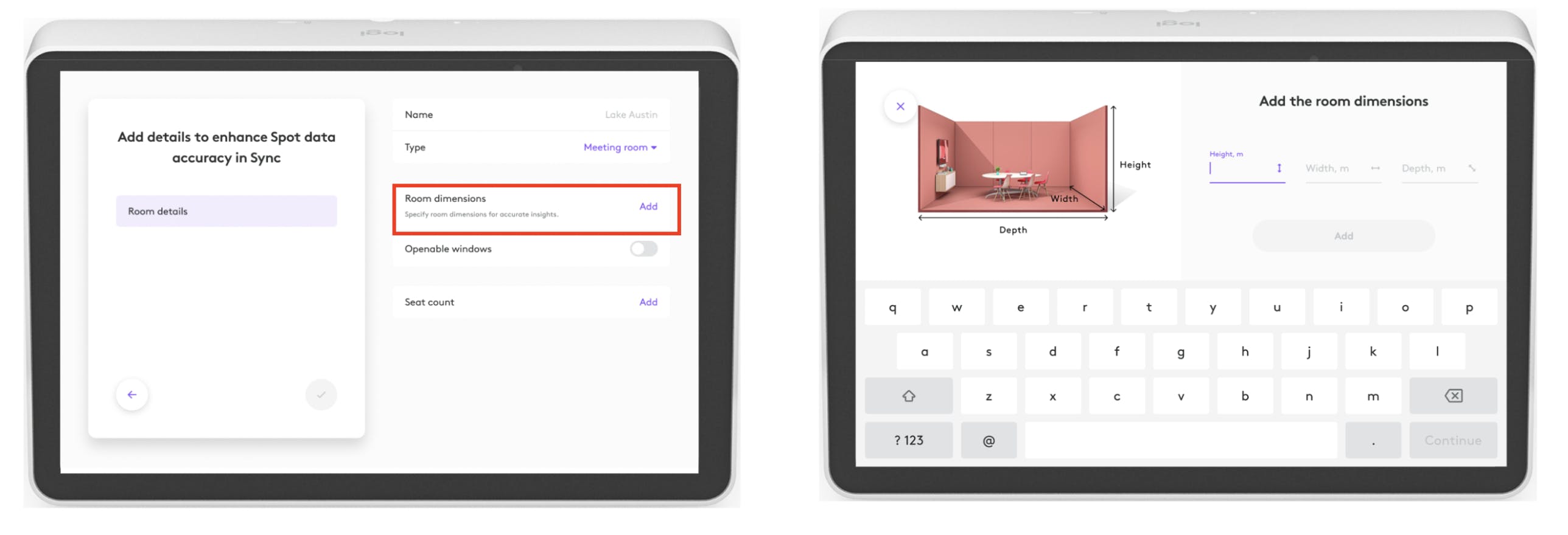 Enter Room Dimensions to improve insight accuracy