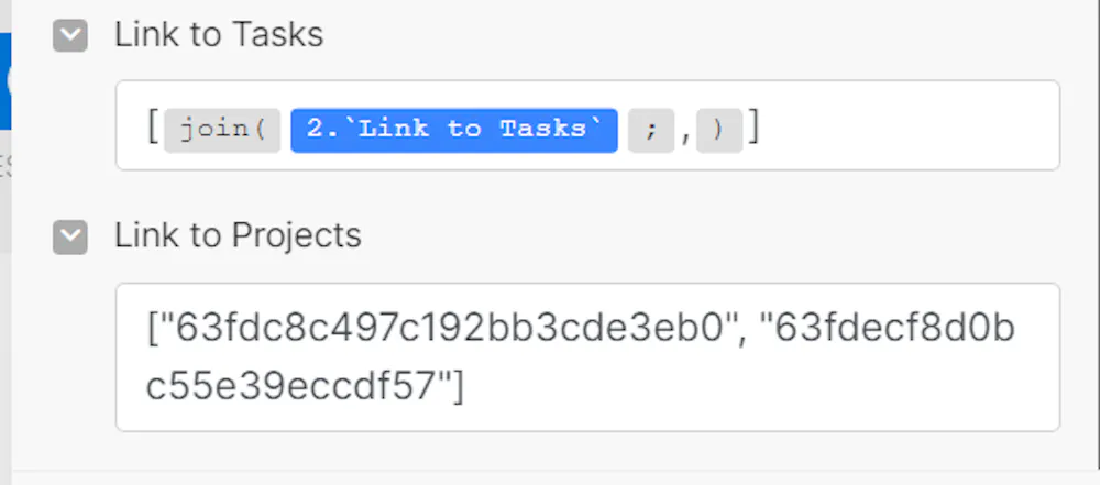 How to transfer multiple linked record values through API?