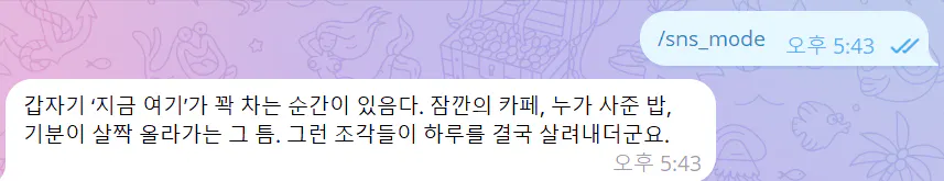 한국어로 된 문자 메시지의 스크린샷