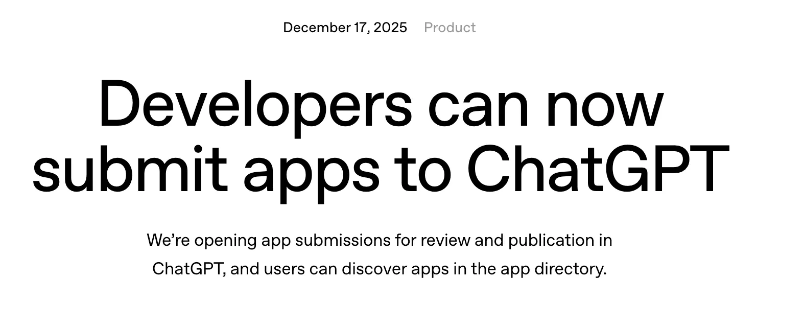 개발자는 이제 chatgpt에 앱을 제출할 수 있습니다.