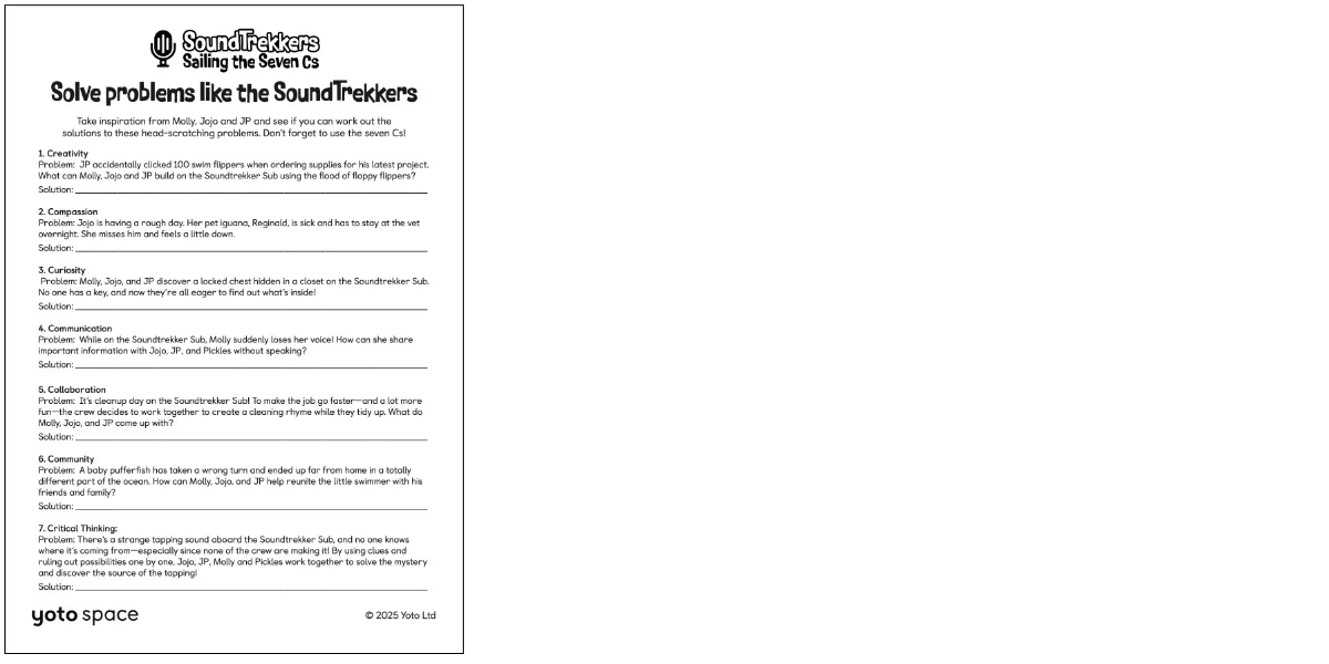 A preview of the problem solving activity sheet