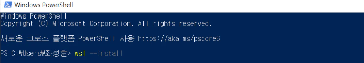 Windows powershell 명령의 스크린샷