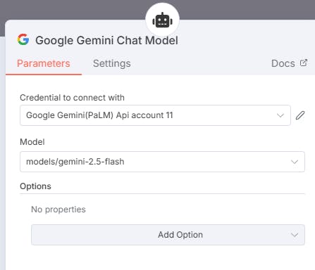 Google Gemini 채팅 모델의 스크린 샷