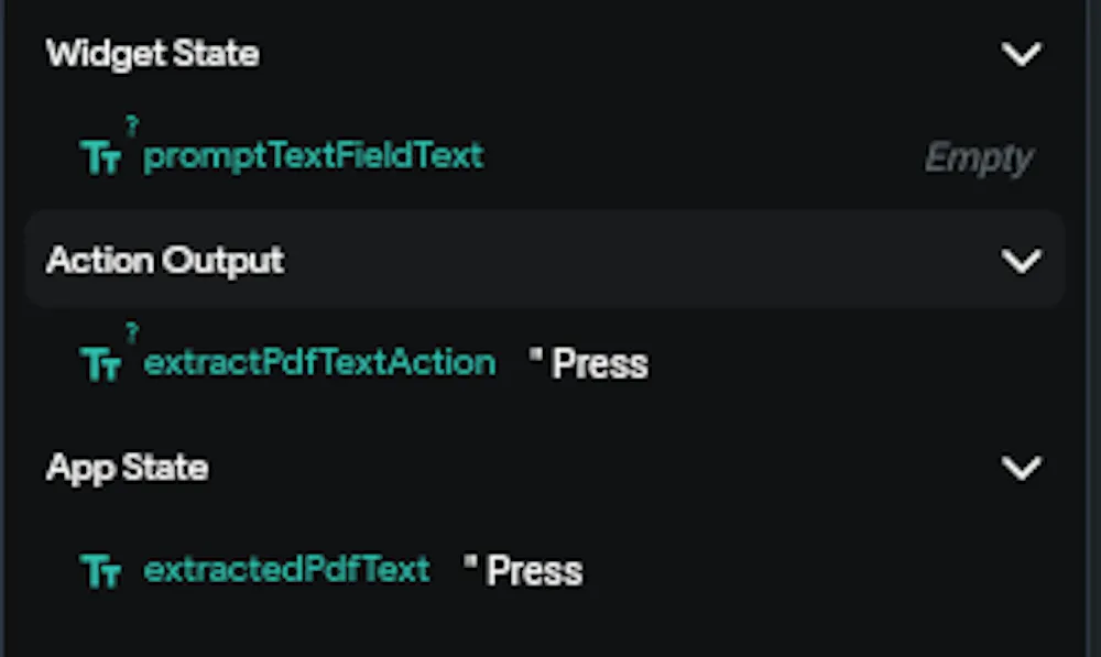 How to populate a TextField with an App State (or Action Output)
