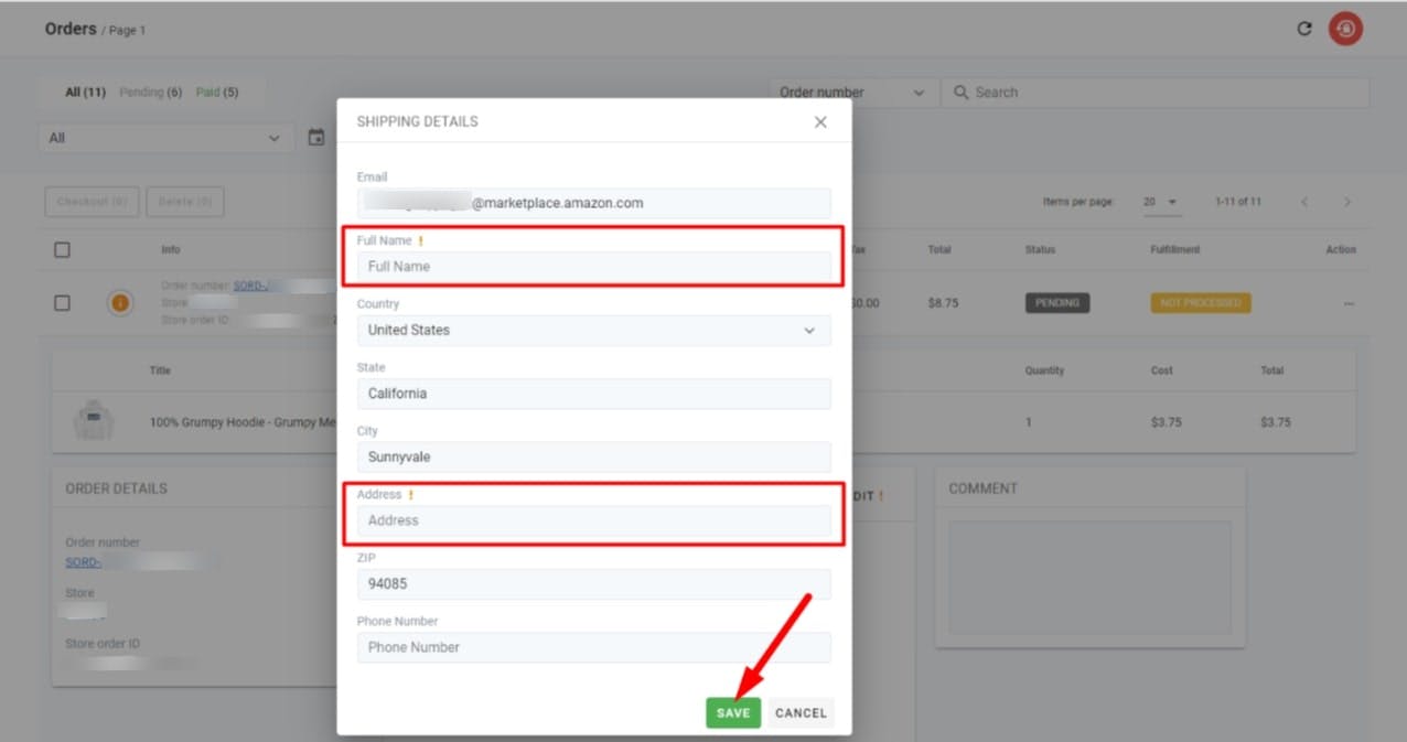 picture showing the steps on how to place an Amazon order with Sellvia