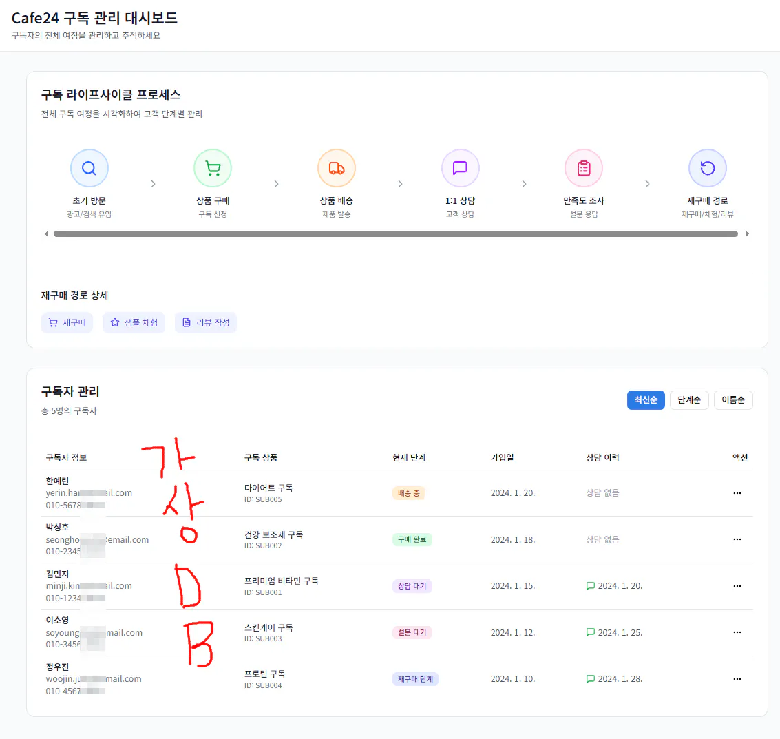 한국어 텍스트가 포함 된 한국 웹 사이트 스크린 샷