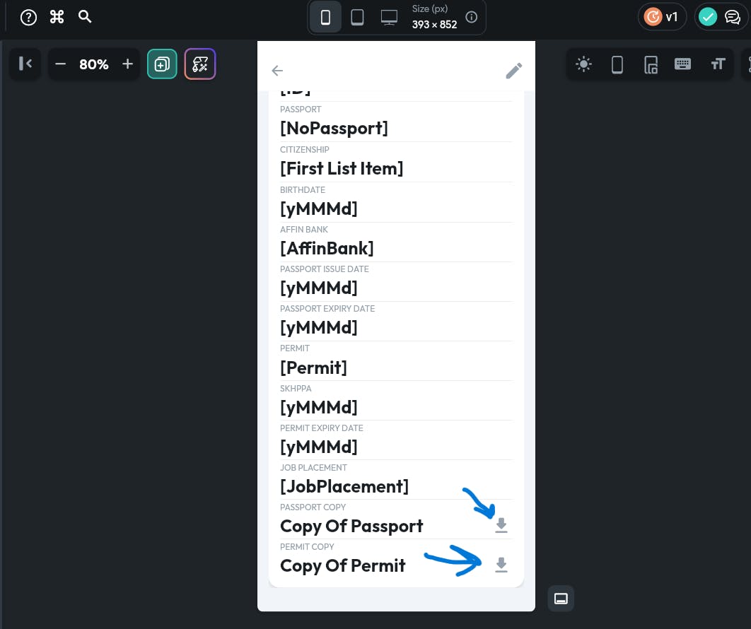 How to make the icon to be button to download the uploaded pdf file from its reference