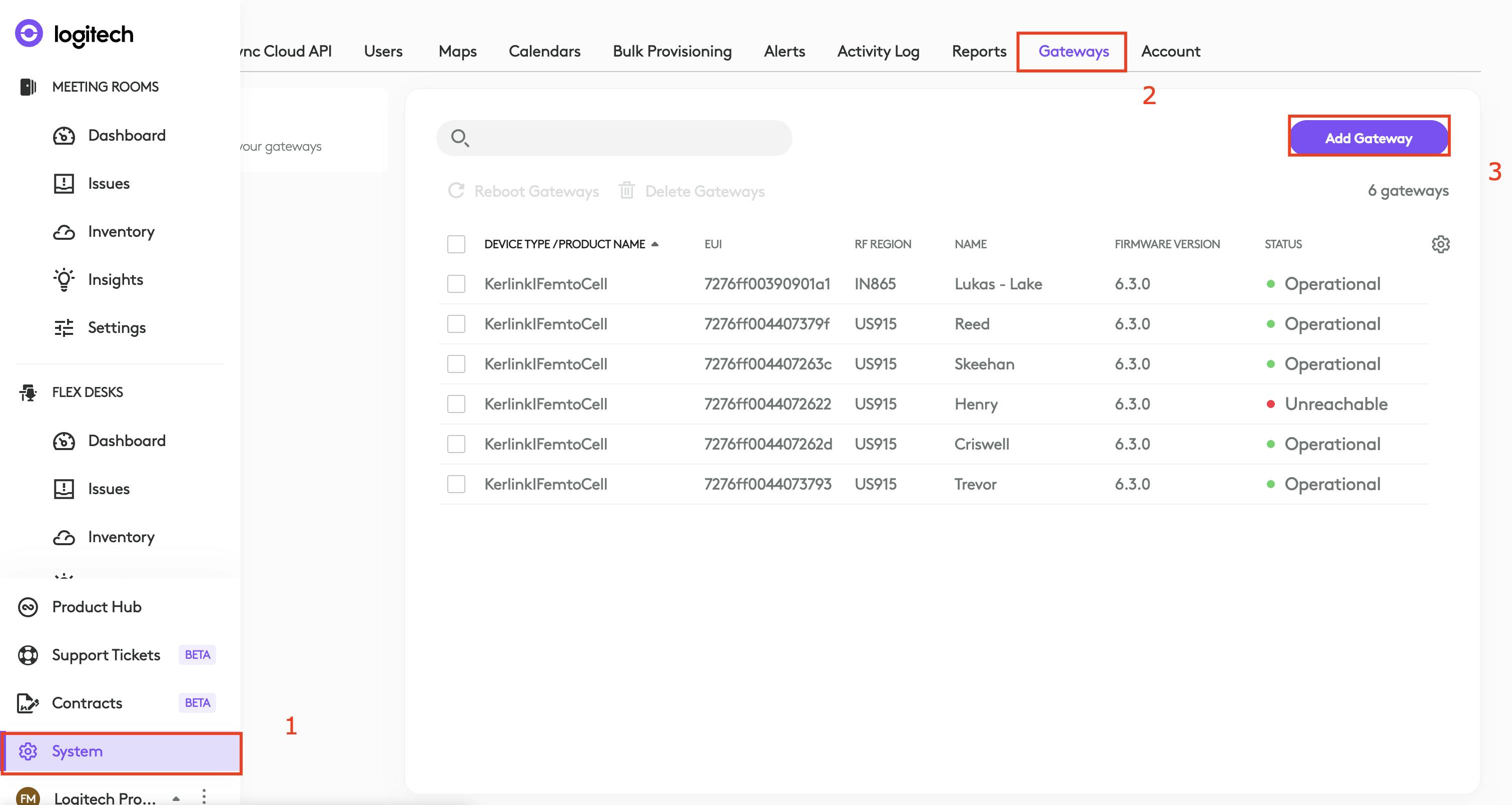 Logitech Sync: Adding LoRaWAN Gateway