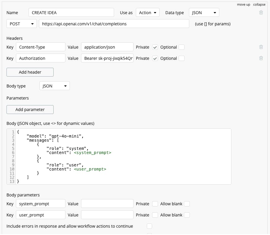 API Connector - OPENAI API연동
