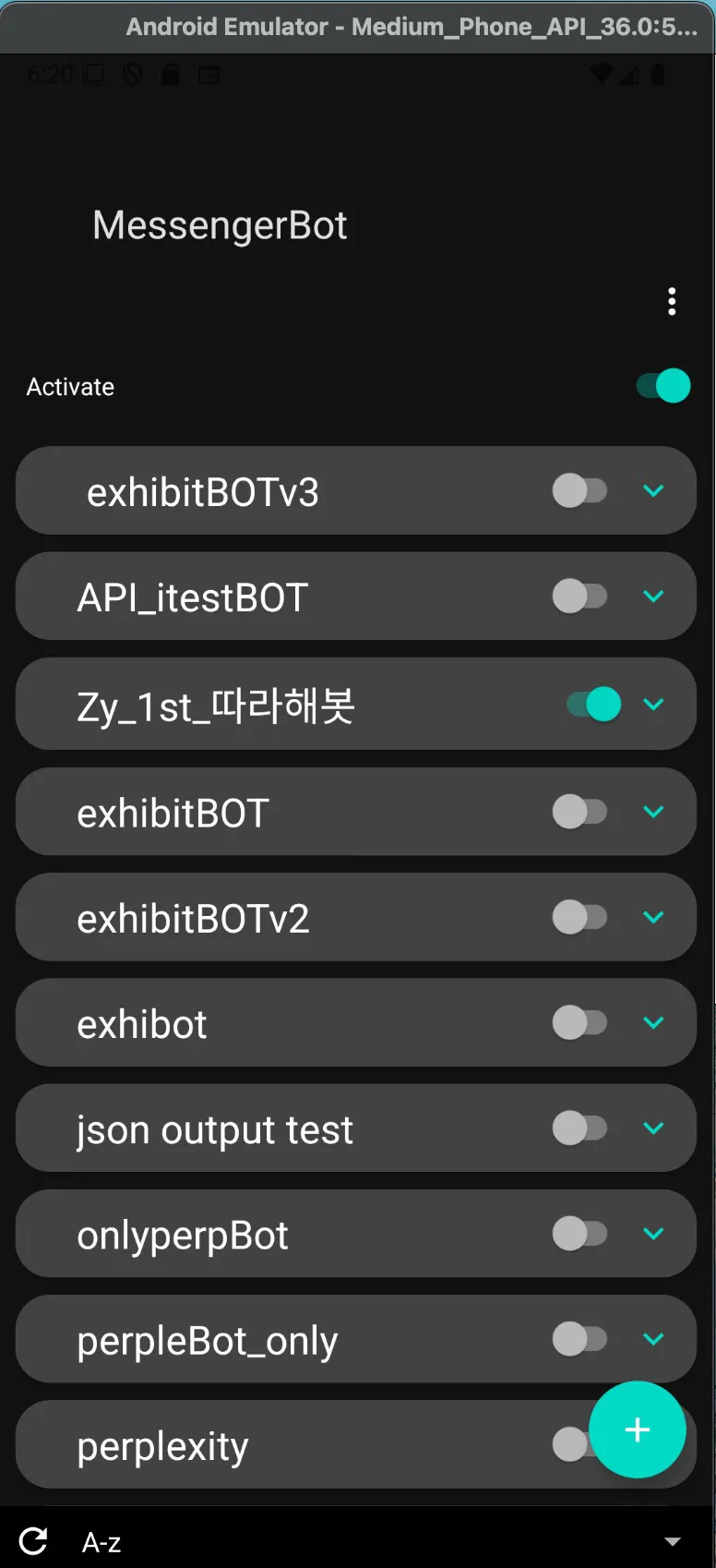 안드로이드 폰에서 MessengerBot 앱의 스크린 샷