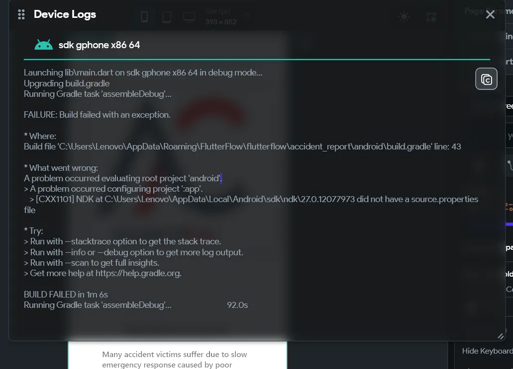 Build Failed with an Exception