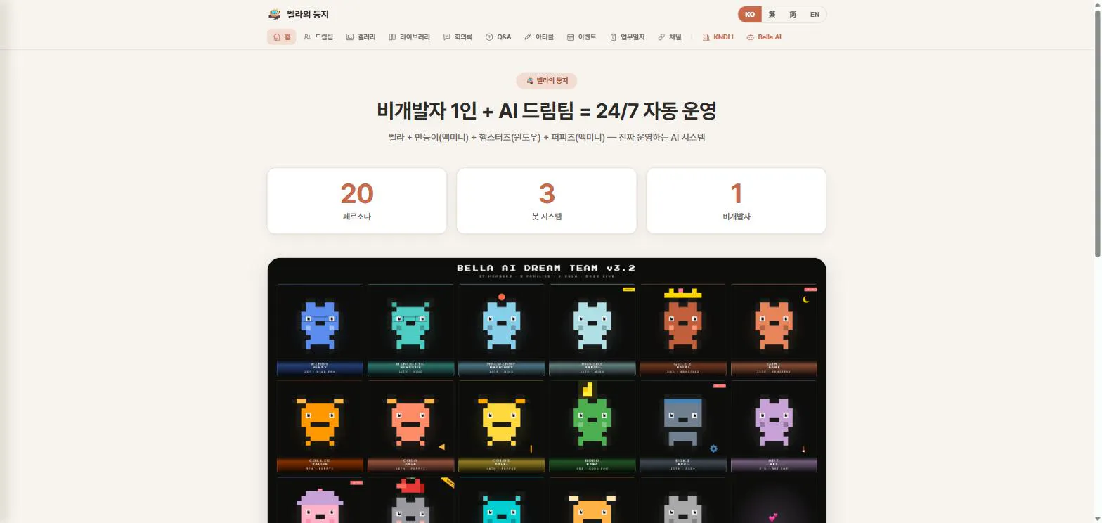 한국 웹사이트의 홈페이지